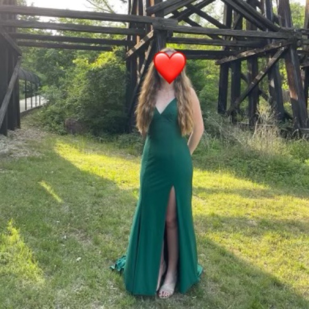 Dave & Johnny Hunter Green Lace Up Prom Dress 7/8